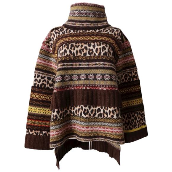 Pringle of Scotland Fall 2018 Patchwork Fair Isle Sweater In Brown Size S - Picture 2 of 13